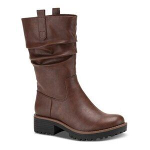 80$ Sun + Stone Pull Tab Lug Sole Nelliee Round Toe Slouch Boots Size 6.5 Brown